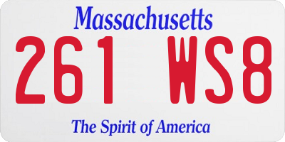 MA license plate 261WS8