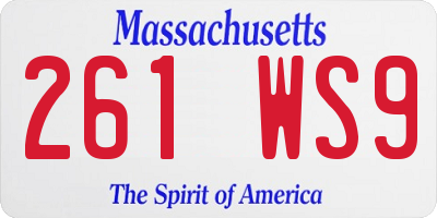 MA license plate 261WS9