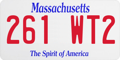 MA license plate 261WT2