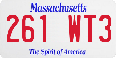 MA license plate 261WT3