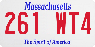 MA license plate 261WT4