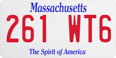 MA license plate 261WT6