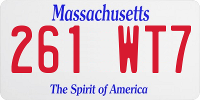 MA license plate 261WT7