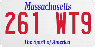MA license plate 261WT9