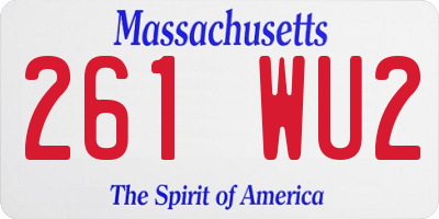 MA license plate 261WU2