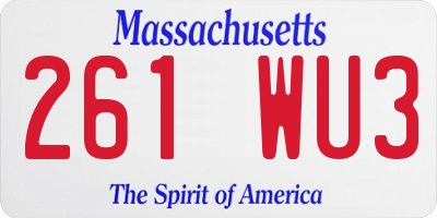 MA license plate 261WU3