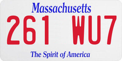 MA license plate 261WU7