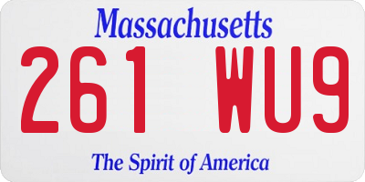 MA license plate 261WU9