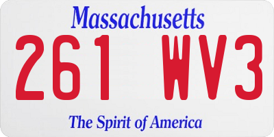MA license plate 261WV3