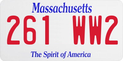 MA license plate 261WW2