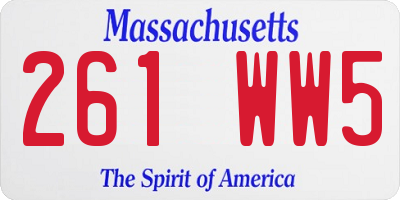 MA license plate 261WW5
