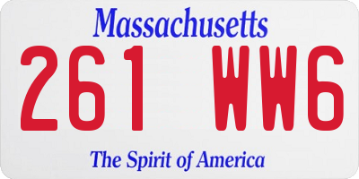 MA license plate 261WW6