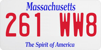 MA license plate 261WW8