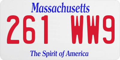 MA license plate 261WW9
