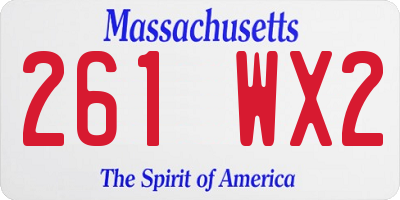 MA license plate 261WX2