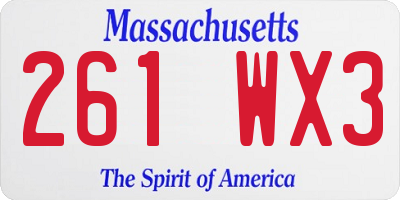 MA license plate 261WX3