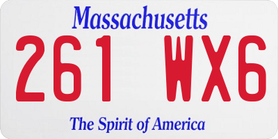 MA license plate 261WX6