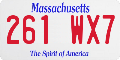 MA license plate 261WX7