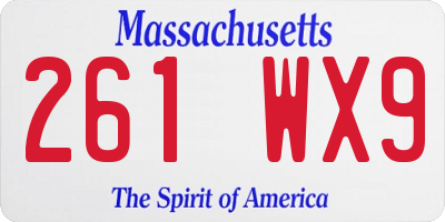 MA license plate 261WX9