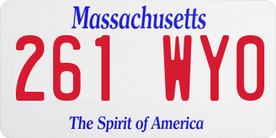 MA license plate 261WY0