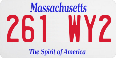 MA license plate 261WY2