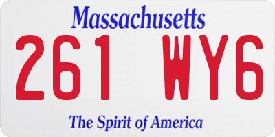 MA license plate 261WY6