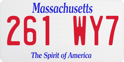 MA license plate 261WY7