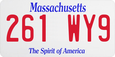 MA license plate 261WY9