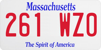 MA license plate 261WZ0