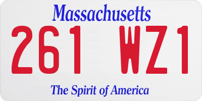 MA license plate 261WZ1