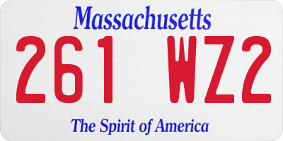 MA license plate 261WZ2