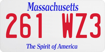 MA license plate 261WZ3
