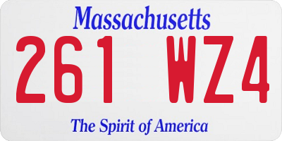 MA license plate 261WZ4