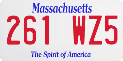 MA license plate 261WZ5