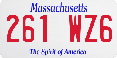 MA license plate 261WZ6