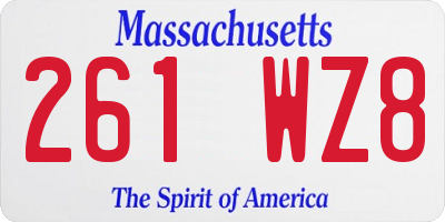 MA license plate 261WZ8