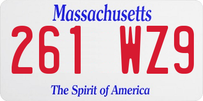 MA license plate 261WZ9