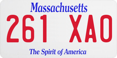 MA license plate 261XA0