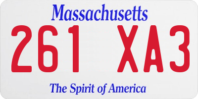 MA license plate 261XA3