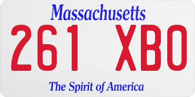 MA license plate 261XB0