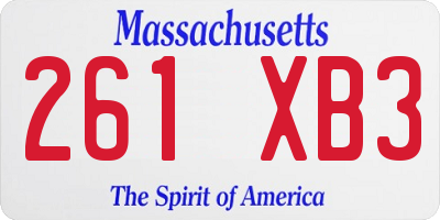 MA license plate 261XB3