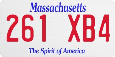 MA license plate 261XB4