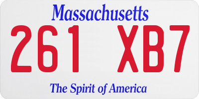 MA license plate 261XB7
