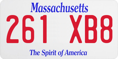 MA license plate 261XB8