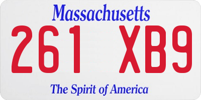 MA license plate 261XB9