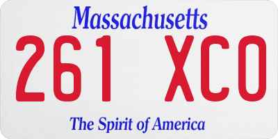 MA license plate 261XC0