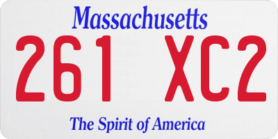 MA license plate 261XC2