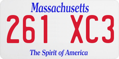 MA license plate 261XC3