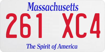 MA license plate 261XC4