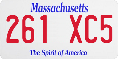 MA license plate 261XC5